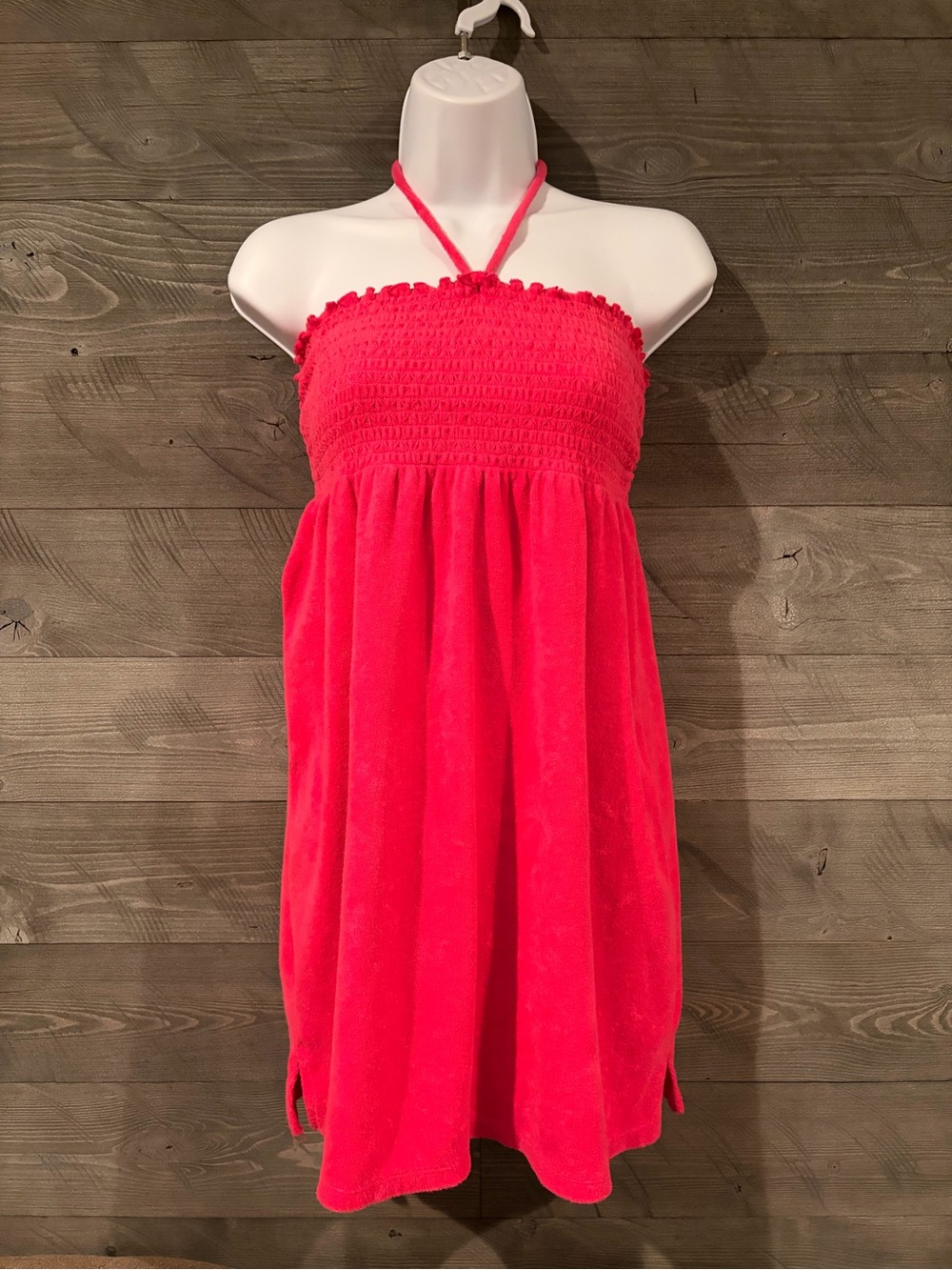 Teen Pink Halter Strap Smocked Dress